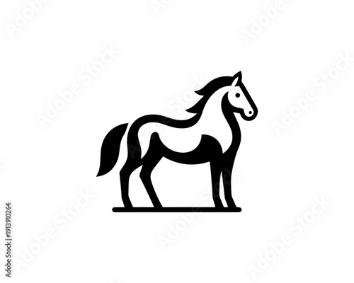 Horse full body silhouette minimal vector logo for brand identity