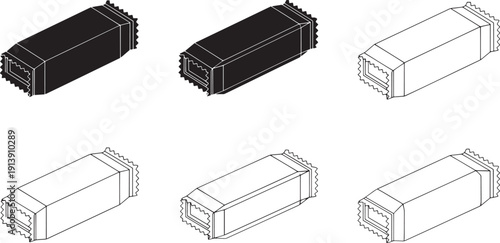 Set of six isometric 3D icons representing various electronic components, showcasing a clear, minimalist design on a white background, ideal for digital and technical illustrations