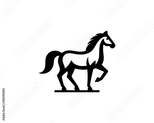 Horse full body silhouette minimal vector logo for brand identity