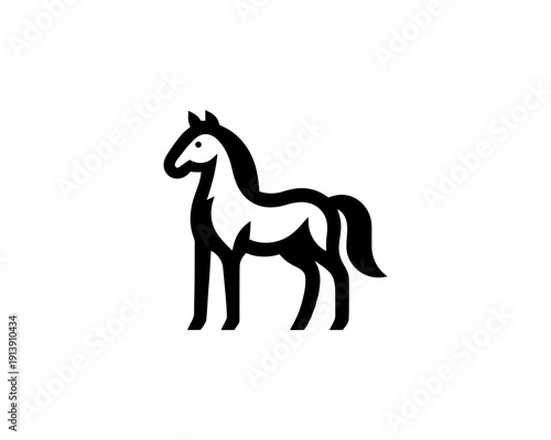 Horse full body silhouette minimal vector logo for brand identity