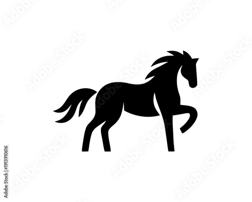 Horse full body silhouette minimal vector logo for brand identity