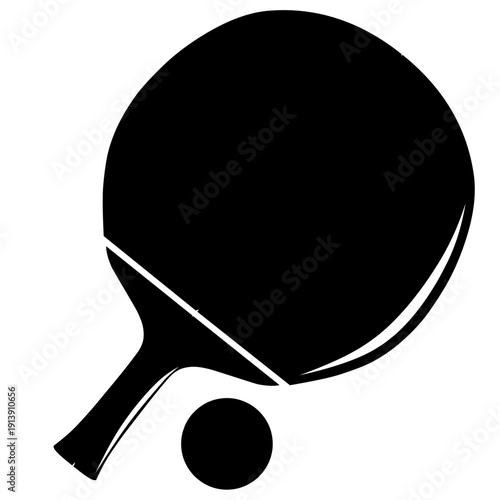 Table Tennis Paddle Icon Solid Black Sport Racket Silhouette Vector