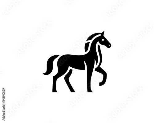 Horse full body silhouette minimal vector logo for brand identity
