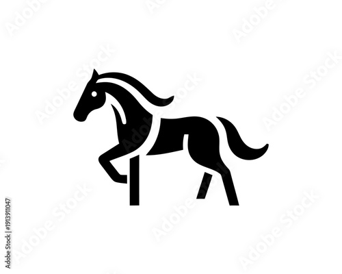 Horse full body silhouette minimal vector logo for brand identity