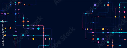 Circuit connect lines and dots. Network technology and Connection concept. Decentralized network nodes connections