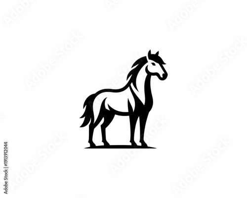 Horse full body silhouette minimal vector logo for brand identity