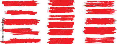 Collection of red lipstick swatches on white background