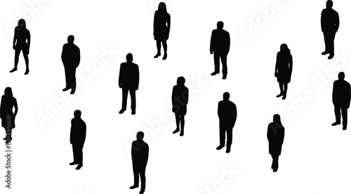 Black sweatshirt silhouettes set with long sleeves, crew neck jumper and pullover apparel mockups for clothing design, isolated on white. (22 words)Black