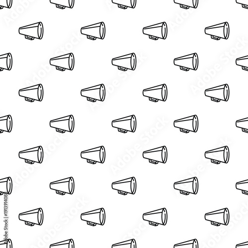 Megaphone outlines creating a repeated seamless pattern on a clean white background