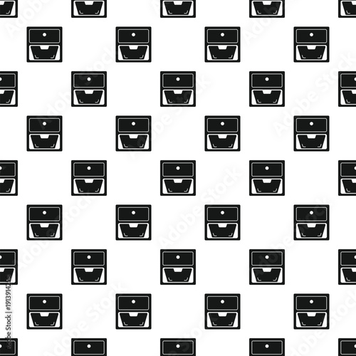 Seamless pattern of black filing cabinet drawers on a white background