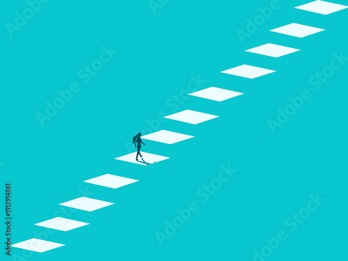 businesswoman walked up the stairs one step at a time.