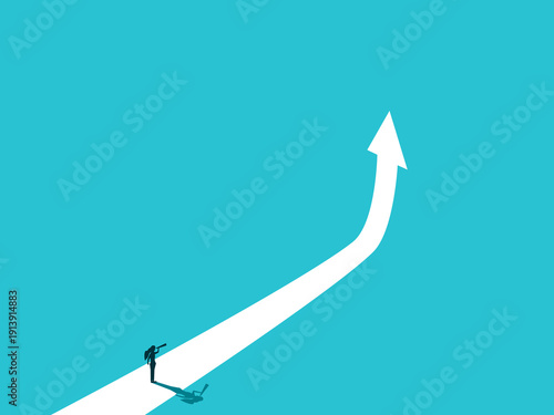 businesswoman envisions the future as an arrow.