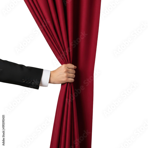 Hand drawing a red curtain isolated on a transparent background