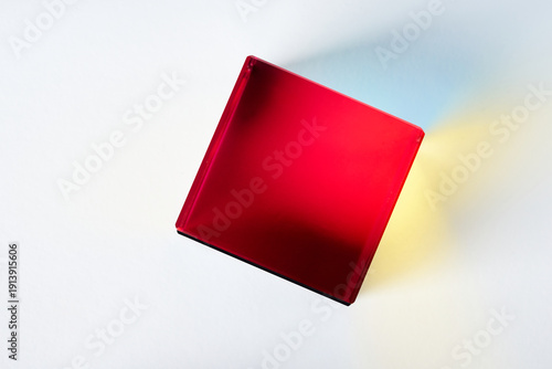 Elegant Reflective Red Cube Luxury Geometric Object Modern Design