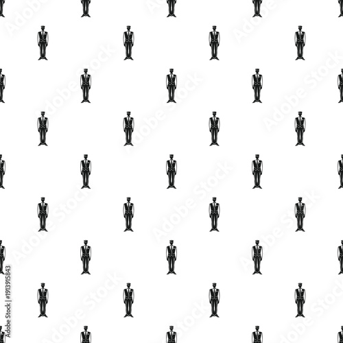 Doorman staff wearing uniform standing in a repeating seamless pattern
