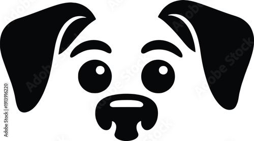 Cute puppy face silhouette vector illustration in minimalist style. Adorable dog head icon isolated on transparent background. Perfect for pet logo, veterinary clinic branding, pet shop, animal mascot