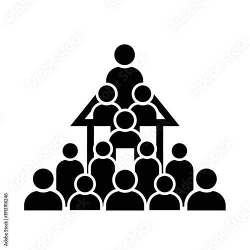 Simple black icon representing a hierarchical organizational structure with people.