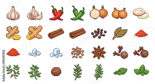 Assorted Spices and Herbs for Cooking.