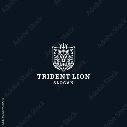 Trident lion logo vector icon illustration