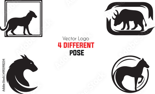 Four unique horse poses in various silhouette designs