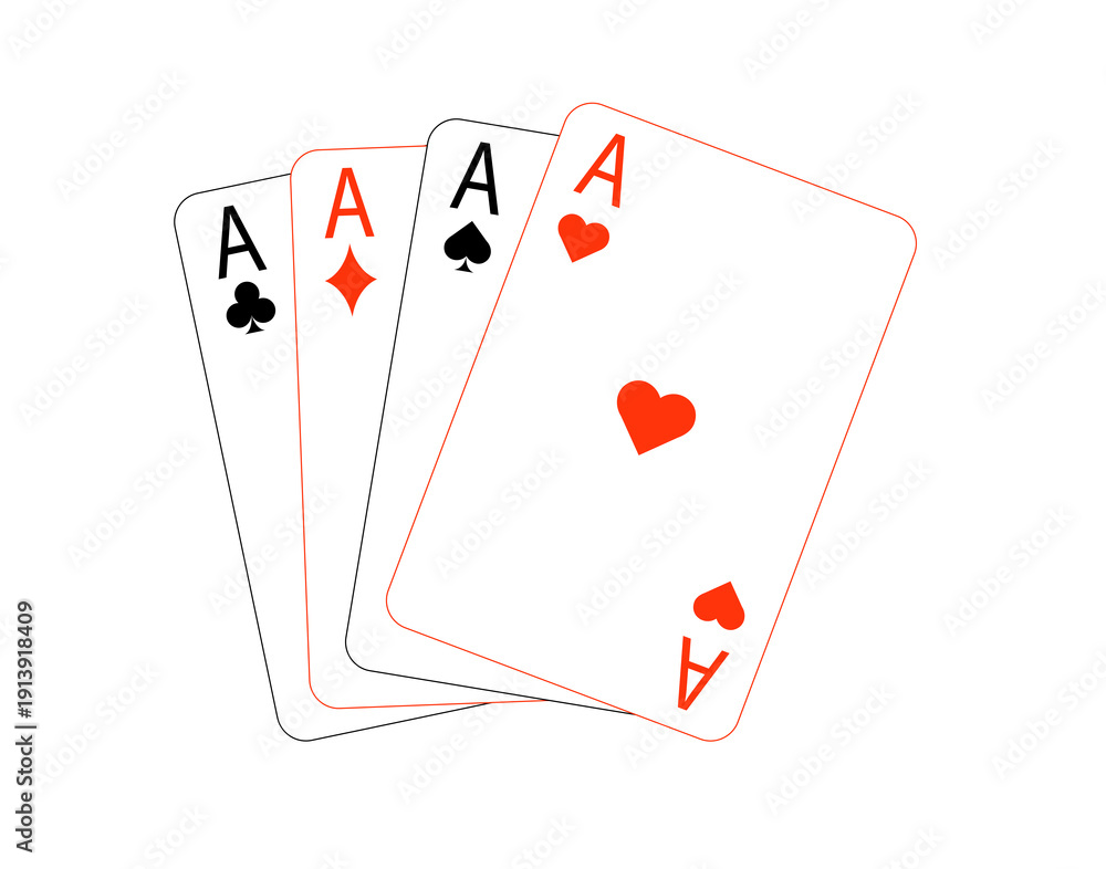 Obraz premium The four ace cards of the deck in illustrator