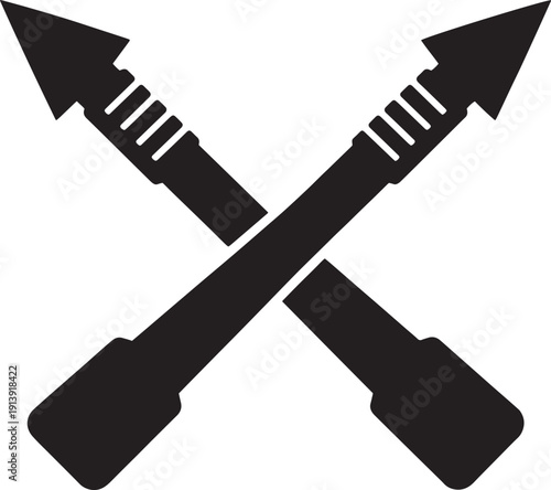 Crossed Arrows Black Vector Icon