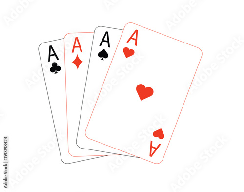 The four ace cards of the deck in illustrator