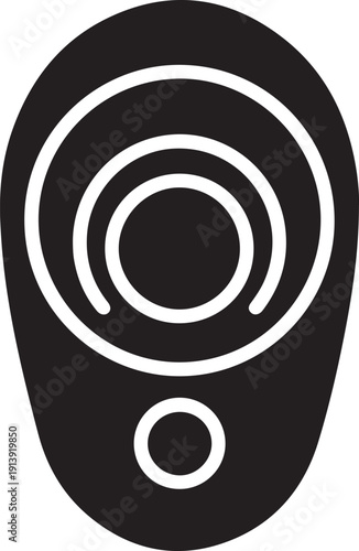 Abstract Echo Device: A minimalist design of a unique technological device, featuring concentric circles and a bottom button, embodies sleekness and modern innovation.