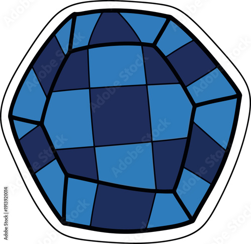 Blue Sapphire Gemstone Vector Illustration Isolated on White Background for Jewelry Design