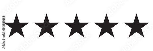 Five star rating icons and customers reviews system. Vector illustration isolated on white background.