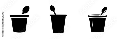 Vintage Yogurt Cup with Spoon Illustration