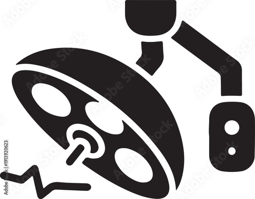 Surgical Lamp Illustration: A close-up illustration of a surgical lamp, the focal point is its prominent, circular shape and multiple light bulbs.