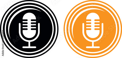 Vintage Microphone Podcast Audio Broadcasting Logo