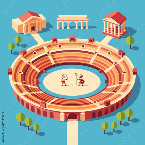 Ancient Roman Colosseum Arena Structure.