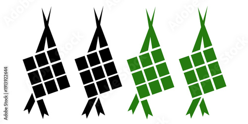 Ketupat icon illustration. Ketupat is a typical Southeast Asian maritime dish made from rice wrapped in a wrapper made from woven young coconut leaves.
