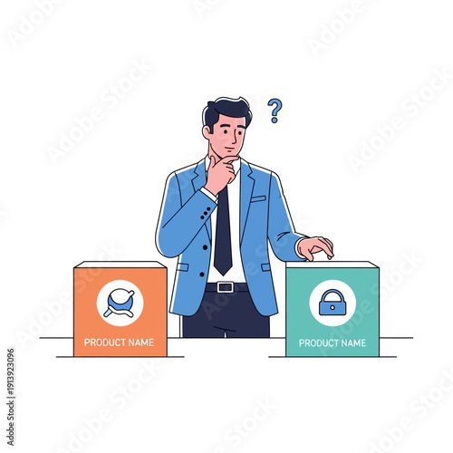 Businessman making a difficult decision.