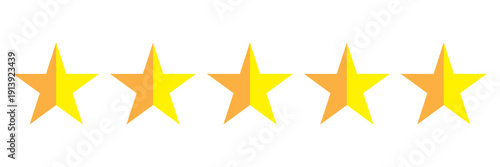 Five star icon on white background. 5 star sign. 