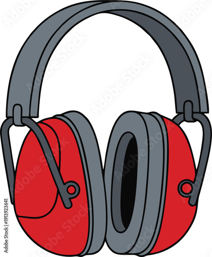 Industrial safety earmuffs icon for hearing protection equipment