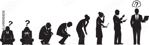 Business people progression from confusion to inspiration and success