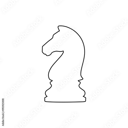 chess knight outline black game piece icon on white background