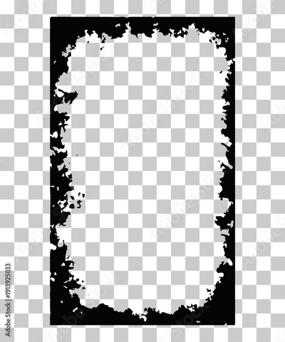 A frame with a grunge texture on an insulated transparent background. Suitable for Halloween designs and much more.