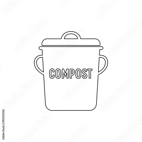 compost bin outline organic waste recycling container isolated on white background