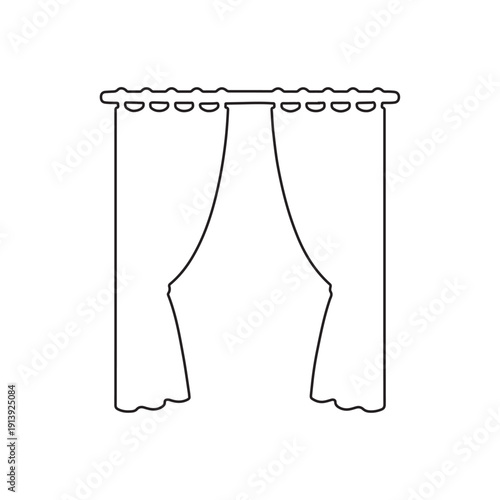 curtains outline window drapes icon for home decor and interior design