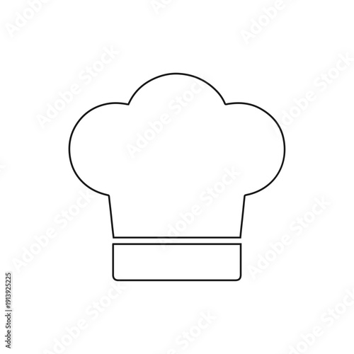 chef hat outline black cooking headwear icon on white background