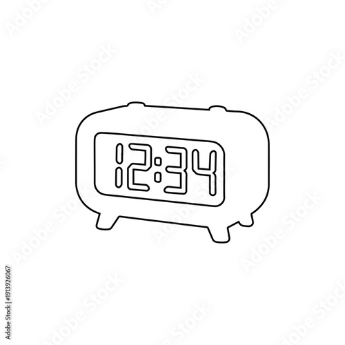 digital alarm clock icon outline simple time display design for schedule reminder and morning wakeup isolated illustration