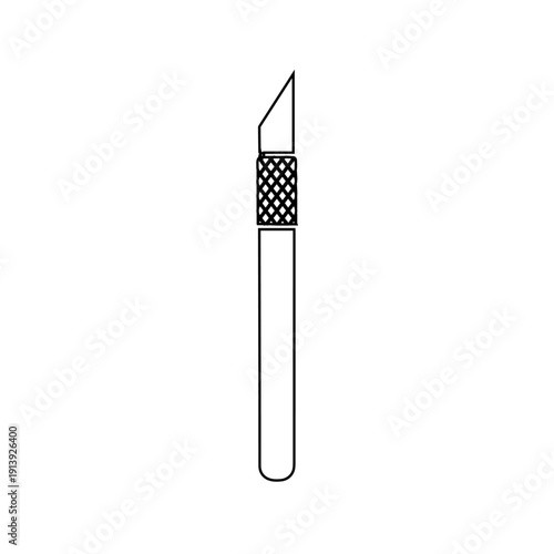 craft knife icon outline simple cutting tool with grip handle for diy art design paper and hobby projects isolated illustration