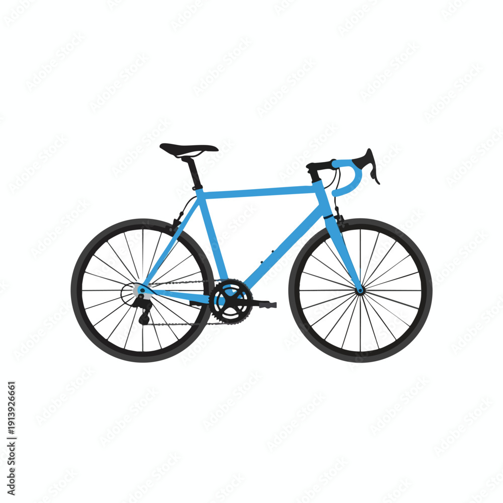 Fototapeta premium Modern Blue Road Bicycle with Drop Handlebars and Lightweight Frame