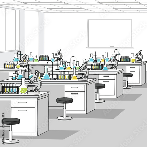 Modern Laboratory with Scientific Equipment and Workstations