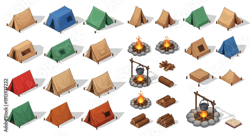 Camping Tents and Outdoor Cooking Equipment.