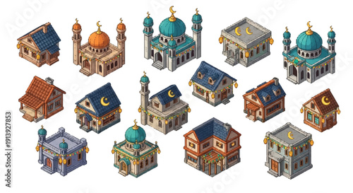 Collection of Mosque Buildings Architectural Models.